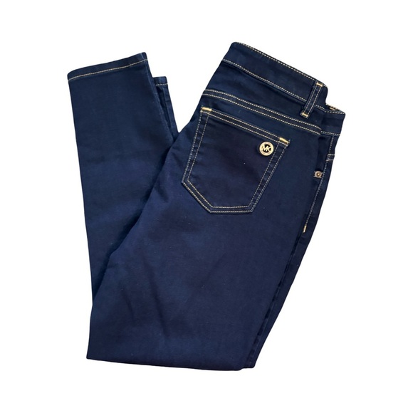 Michael Kors Izzy Mid Rise Cropped Skinny Dark Blue Stretch Denim Jean Size 10 - Picture 7 of 12